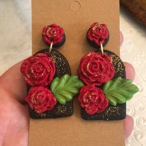 Homemade rose earrings